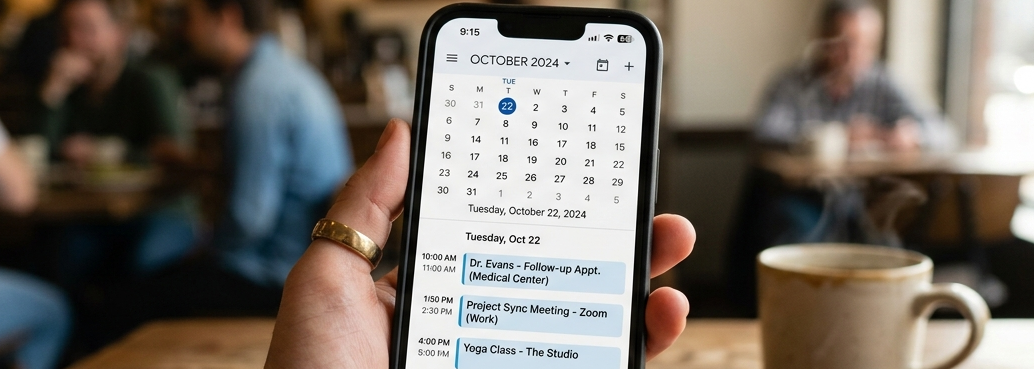 Appointment calendar on a phone